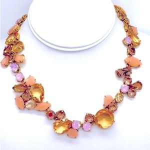 J. Crew Crystal Gold Pink Peach Necklace